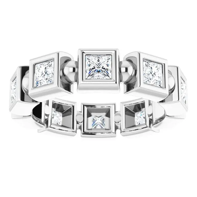 1.80 ct. Princess Diamond Eternity Band Bezel Set Diamond Ring