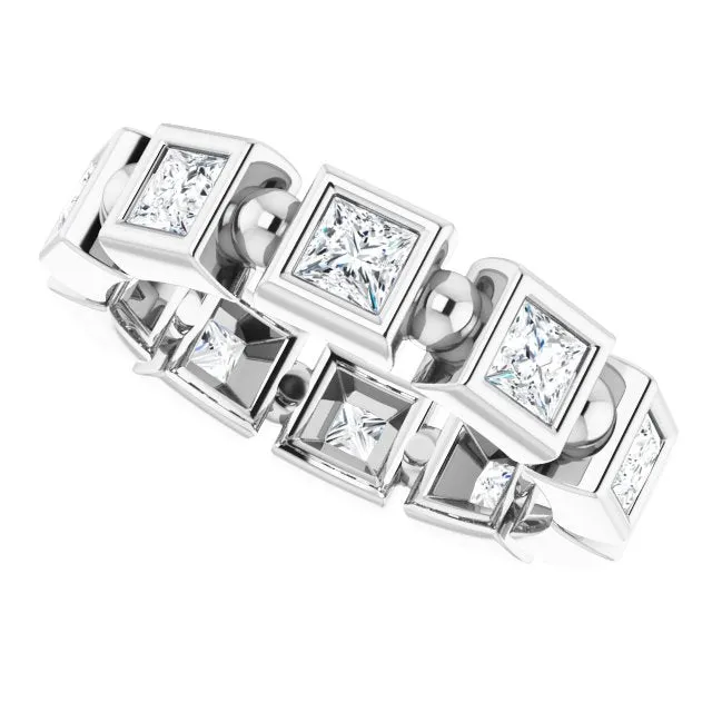 1.80 ct. Princess Diamond Eternity Band Bezel Set Diamond Ring