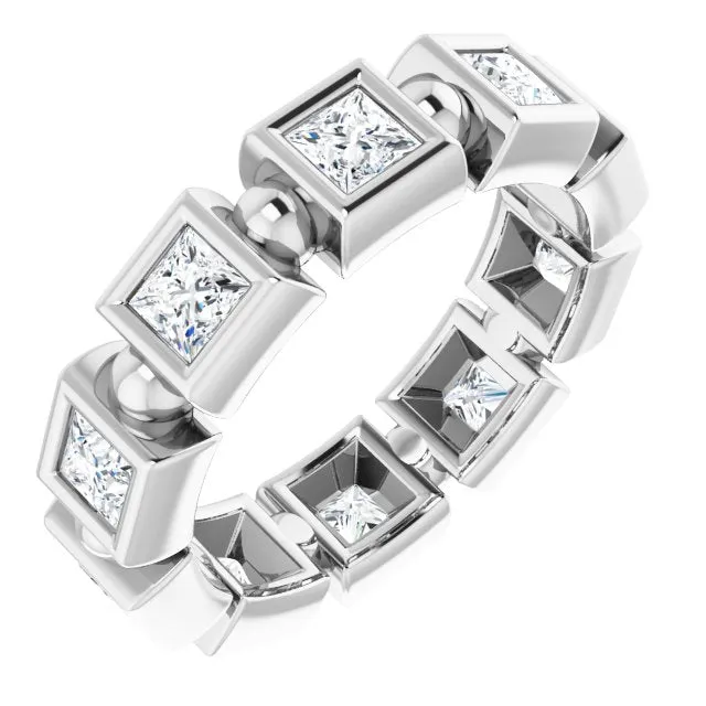 1.80 ct. Princess Diamond Eternity Band Bezel Set Diamond Ring