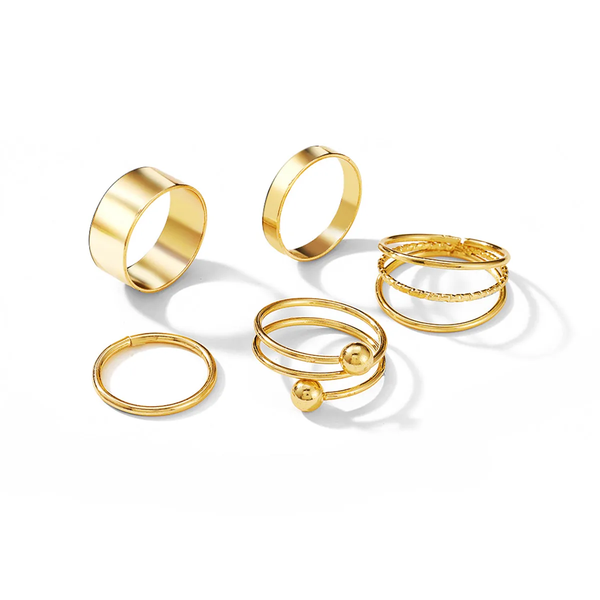 18K Gold-Plated Bypass & Layered Ring Set