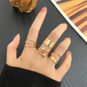 18K Gold-Plated Bypass & Layered Ring Set