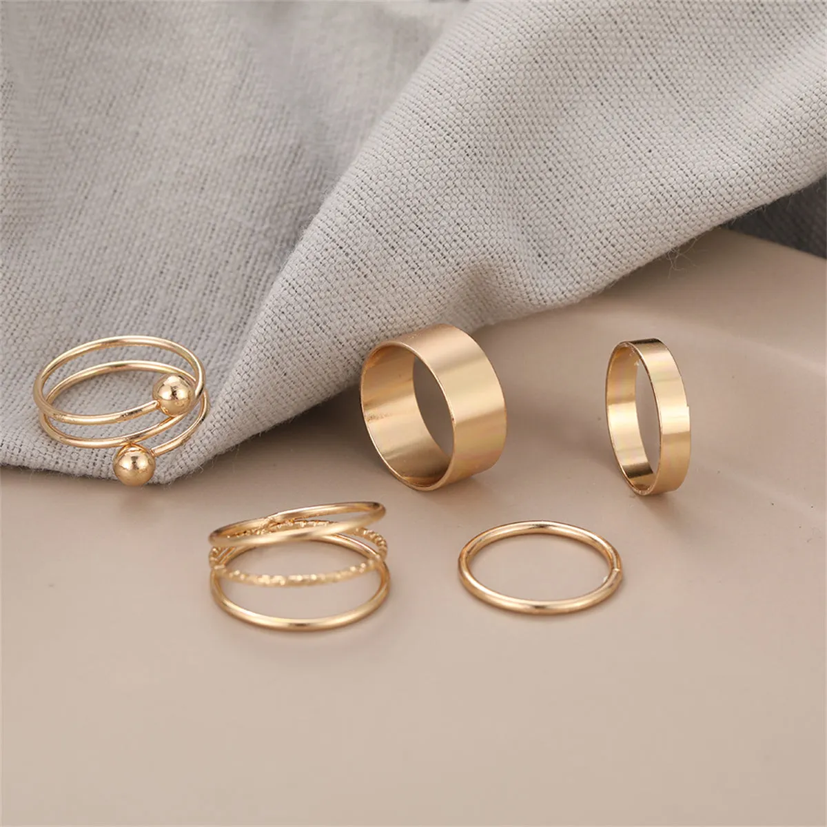 18K Gold-Plated Bypass & Layered Ring Set