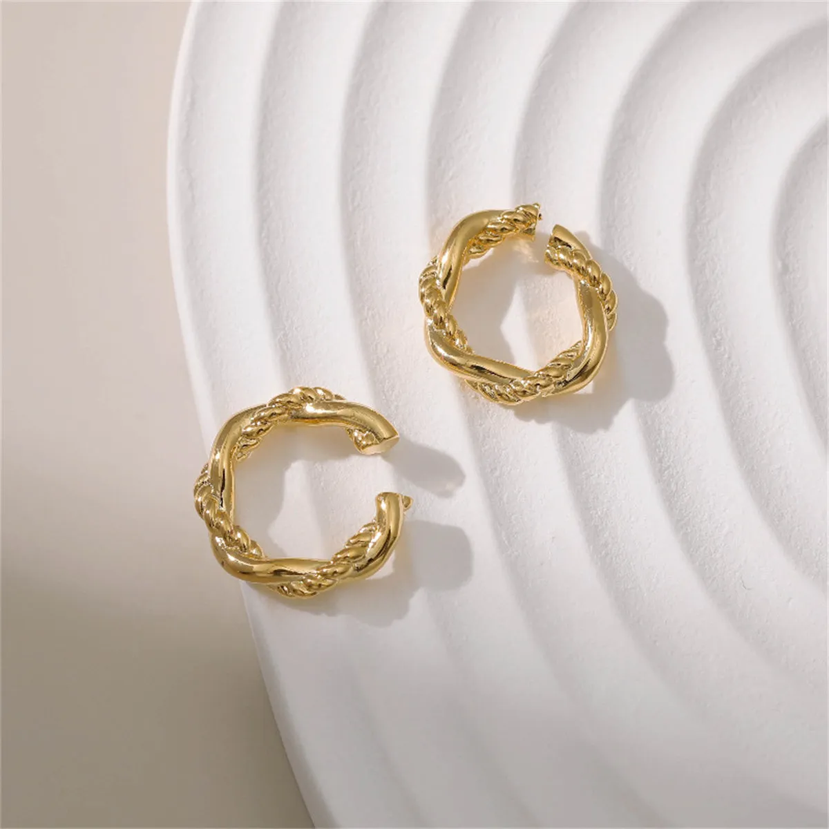18K Gold-Plated Crossing Twine Ear Cuffs