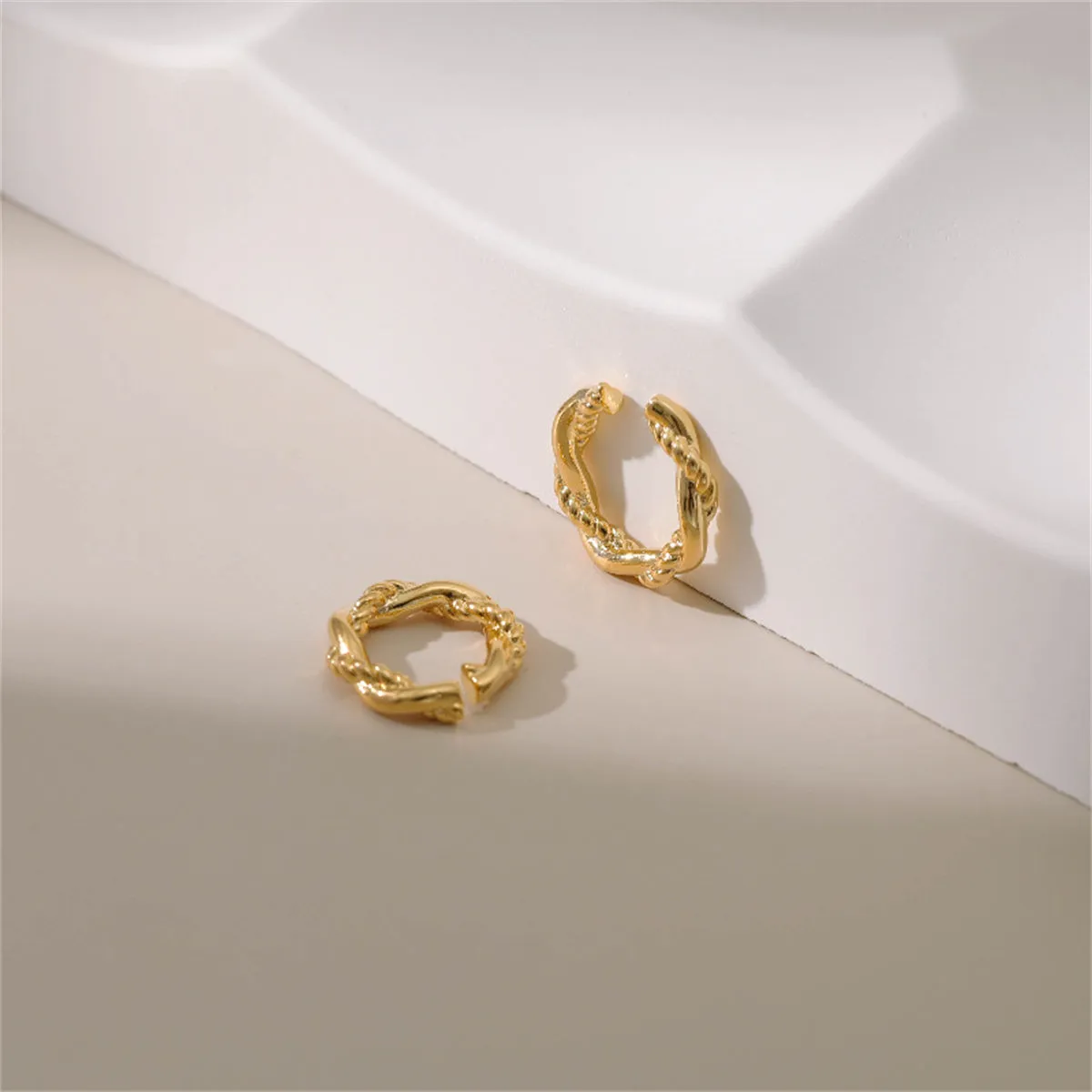 18K Gold-Plated Crossing Twine Ear Cuffs