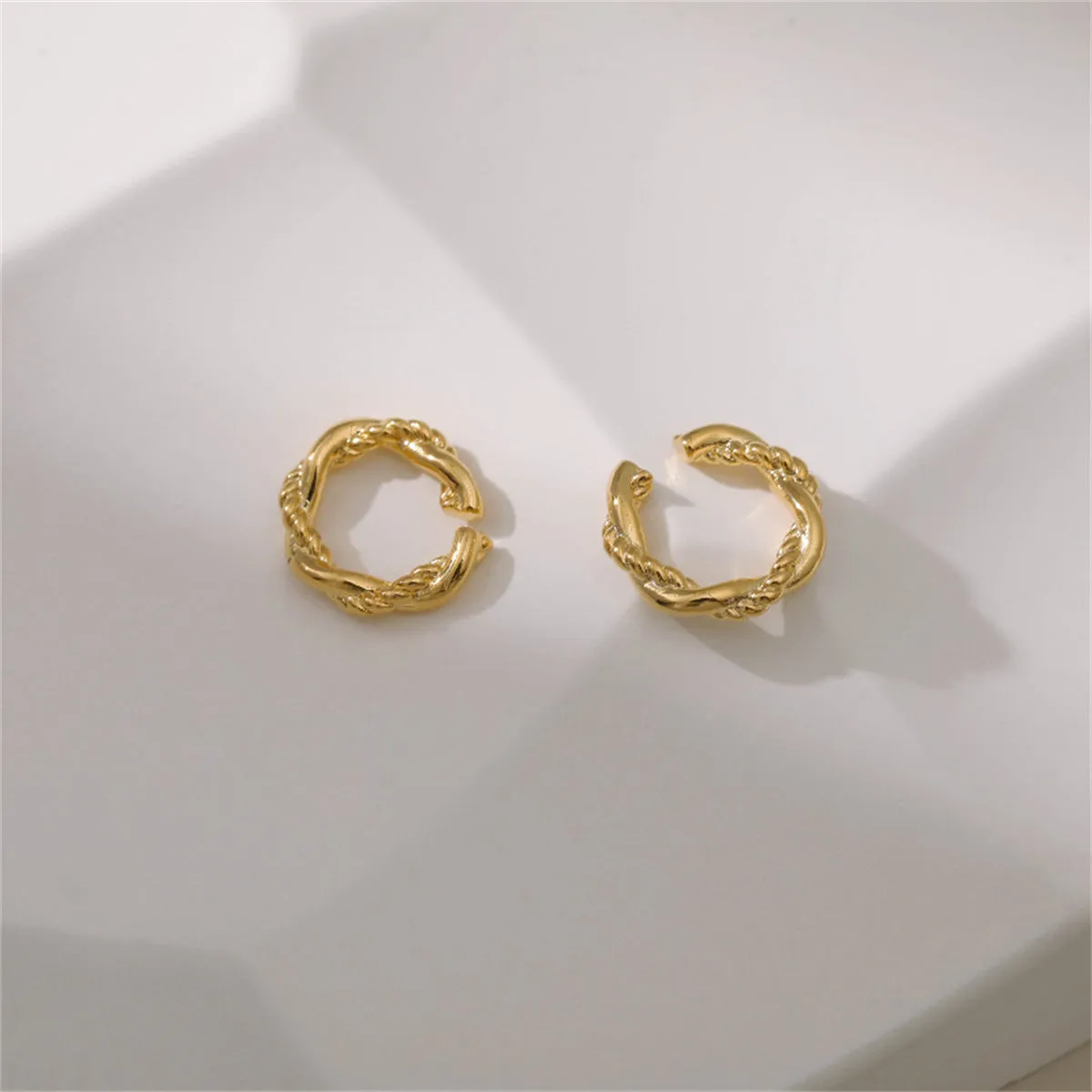18K Gold-Plated Crossing Twine Ear Cuffs