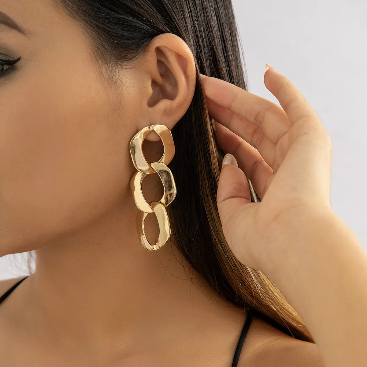 18K Gold-Plated Curb-Chain Drop Earrings