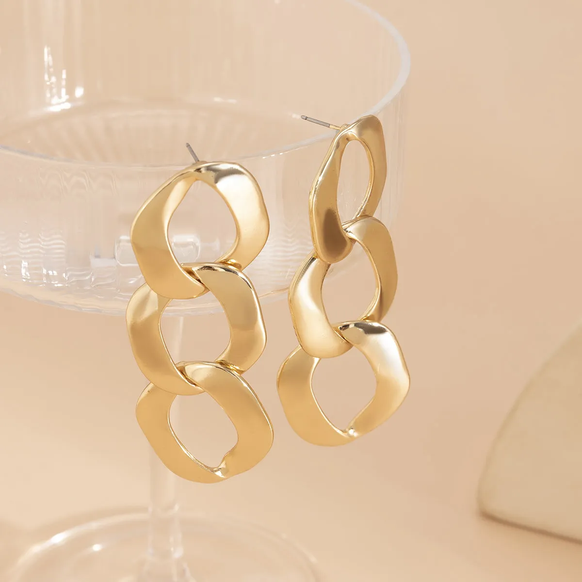 18K Gold-Plated Curb-Chain Drop Earrings
