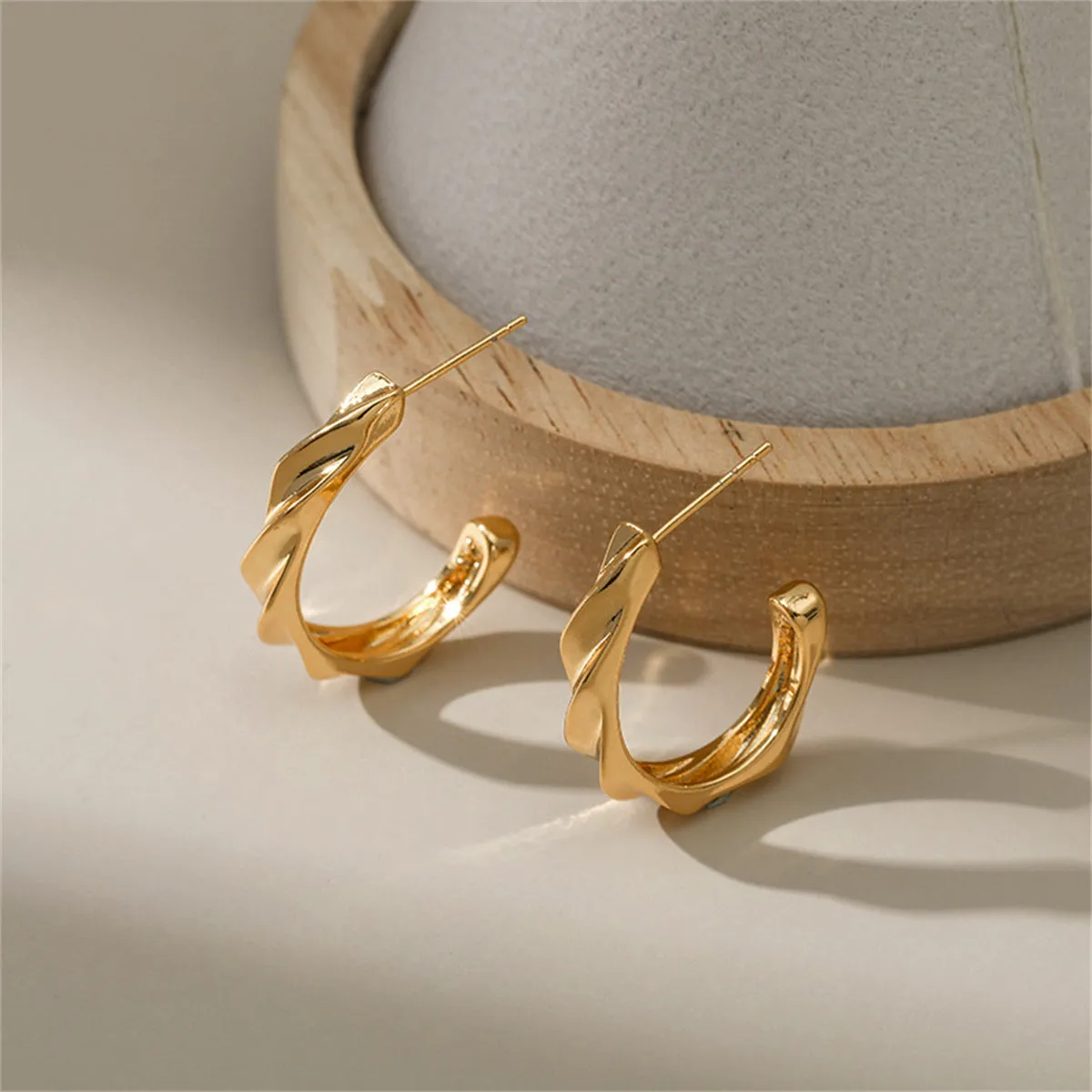 18K Gold-Plated Cut Huggie Earrings