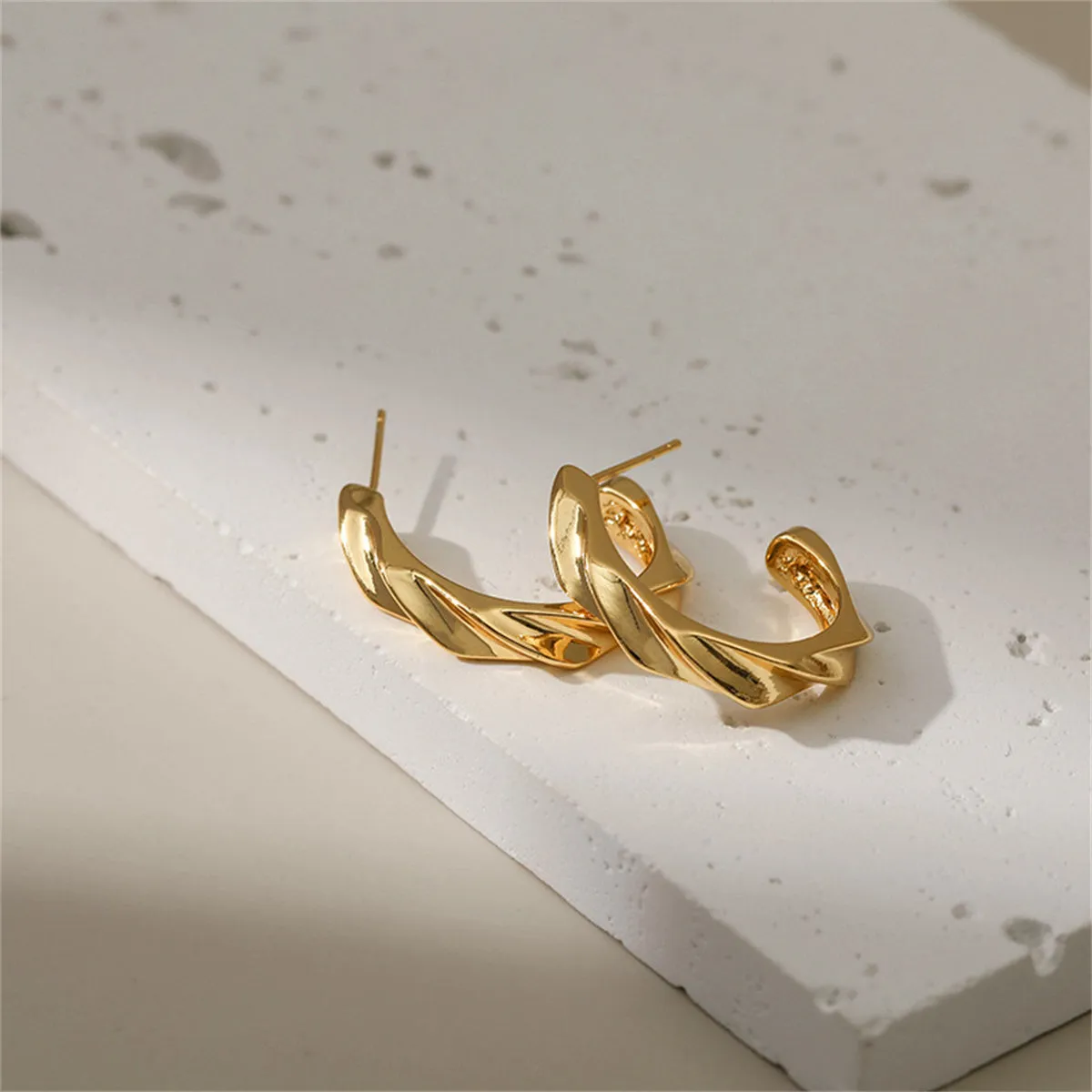 18K Gold-Plated Cut Huggie Earrings