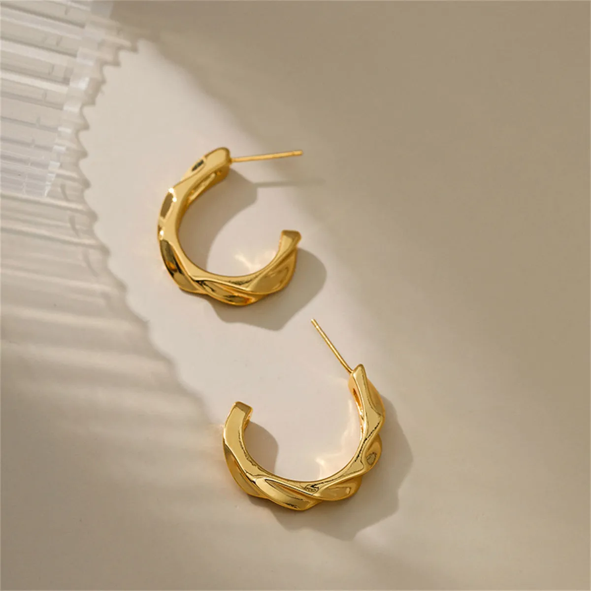 18K Gold-Plated Cut Huggie Earrings