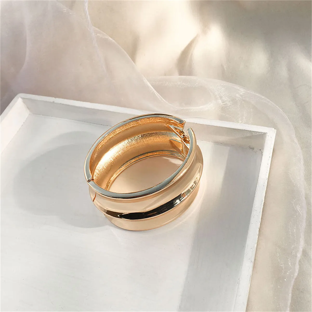 18K Gold-Plated Drum Hinge Bangle