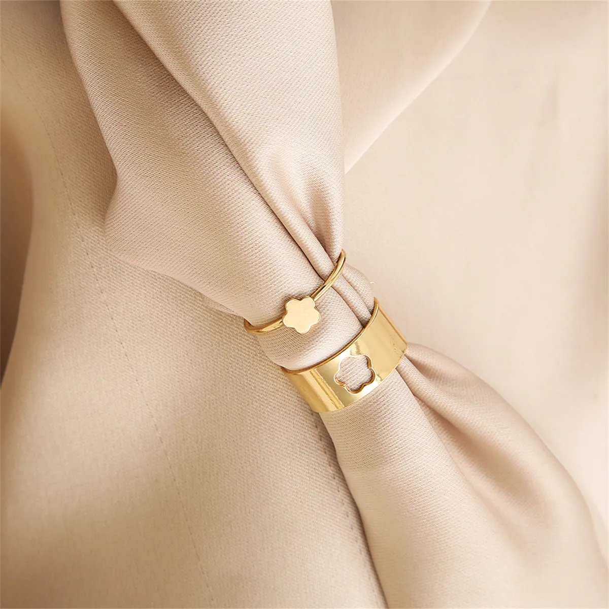 18K Gold-Plated Flower Band Ring Set