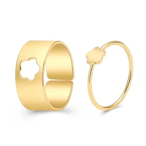 18K Gold-Plated Flower Band Ring Set