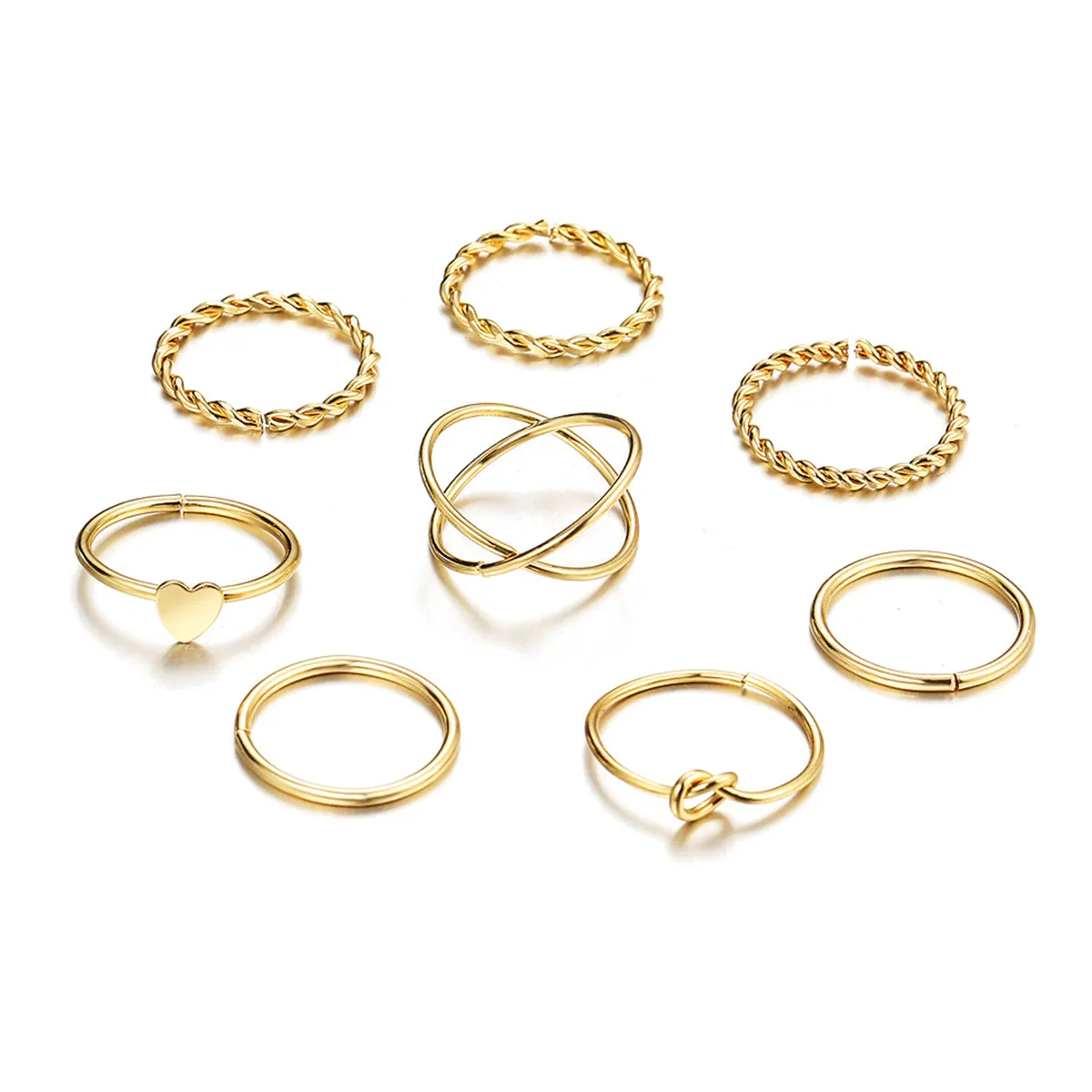 18K Gold-Plated Heart & Spiral Ring Set