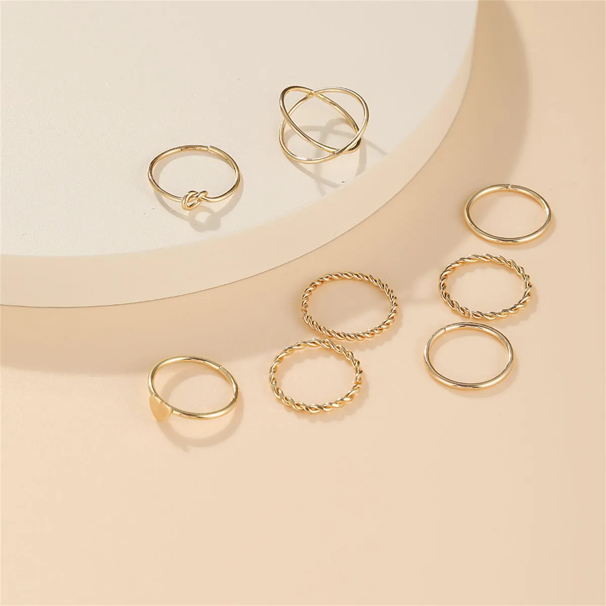 18K Gold-Plated Heart & Spiral Ring Set