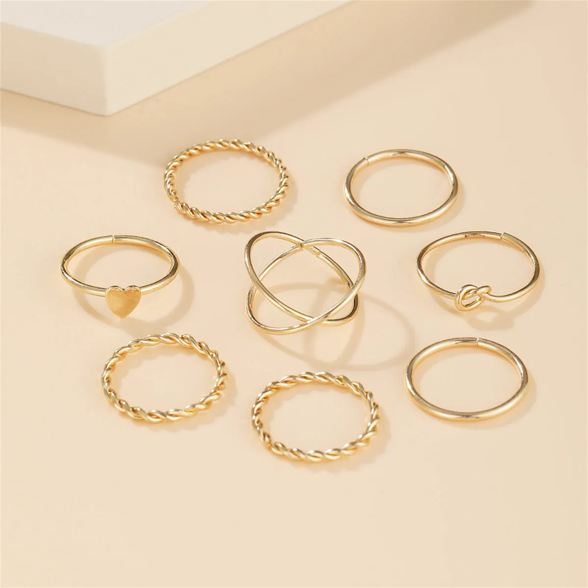 18K Gold-Plated Heart & Spiral Ring Set