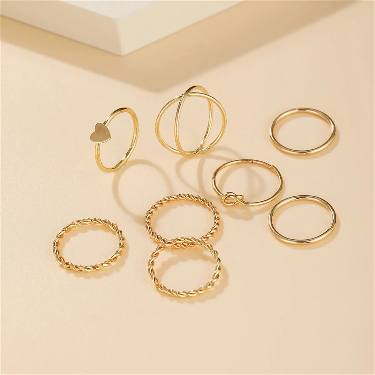 18K Gold-Plated Heart & Spiral Ring Set