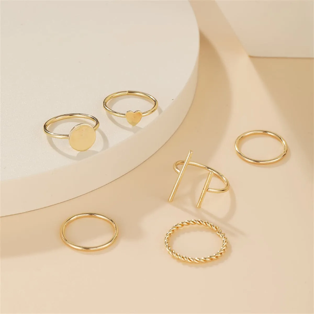 18K Gold-Plated Heart Ring Set