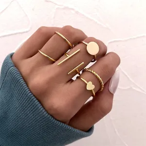 18K Gold-Plated Heart Ring Set