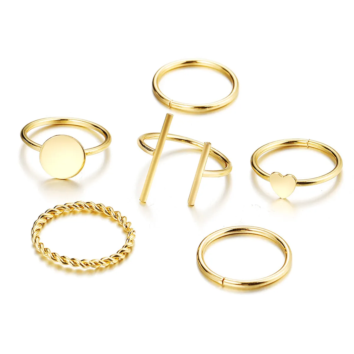 18K Gold-Plated Heart Ring Set