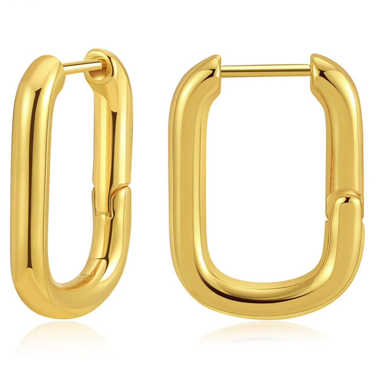 18K Gold-Plated Open Square Huggie Earrings