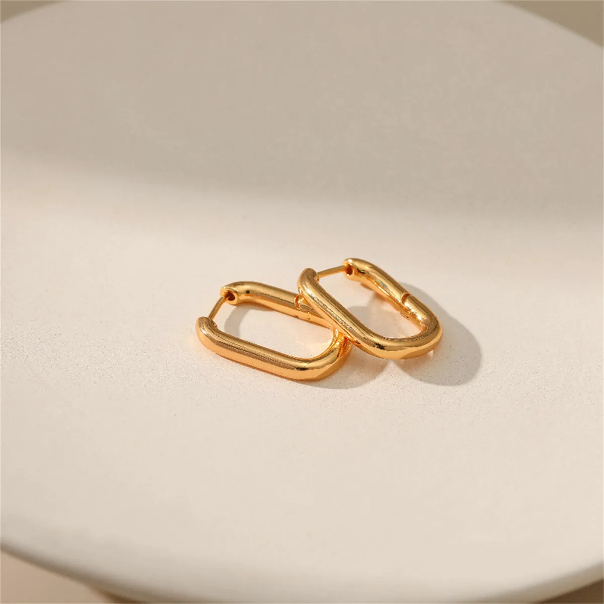 18K Gold-Plated Open Square Huggie Earrings