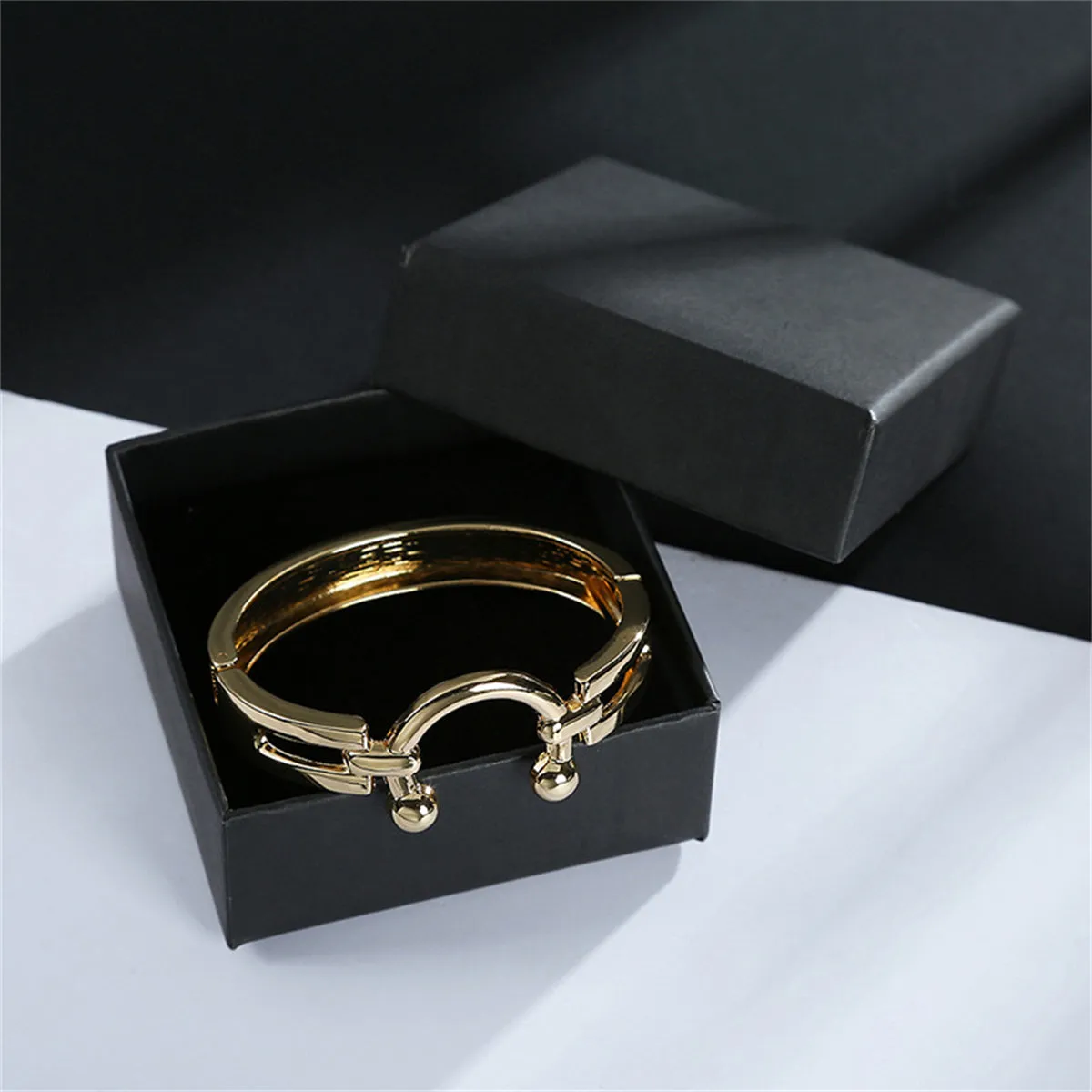 18K Gold-Plated Saddle Bangle