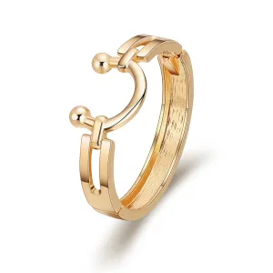 18K Gold-Plated Saddle Bangle
