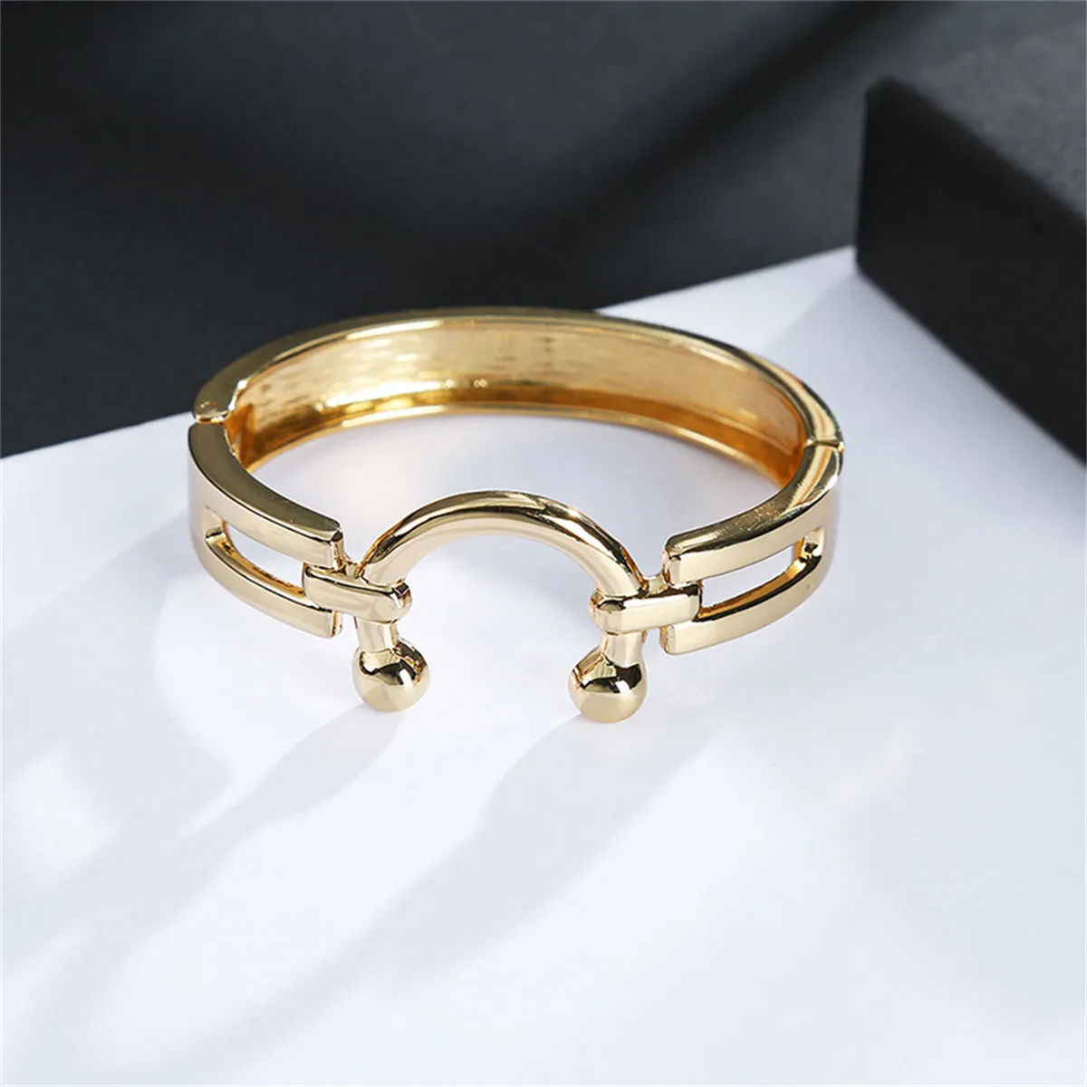 18K Gold-Plated Saddle Bangle