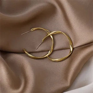 18K Gold-Plated Twist Open Hoop Earrings