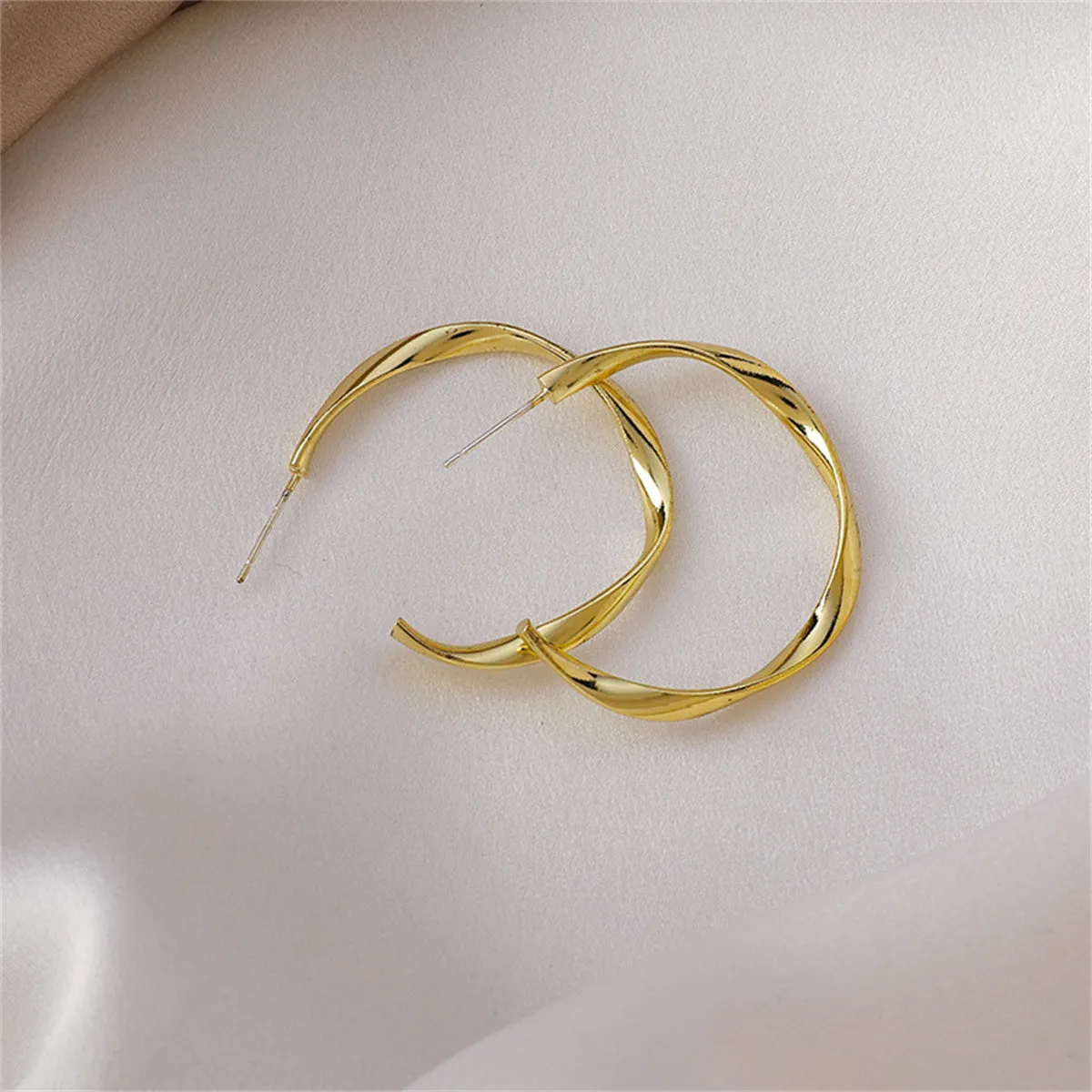 18K Gold-Plated Twist Open Hoop Earrings