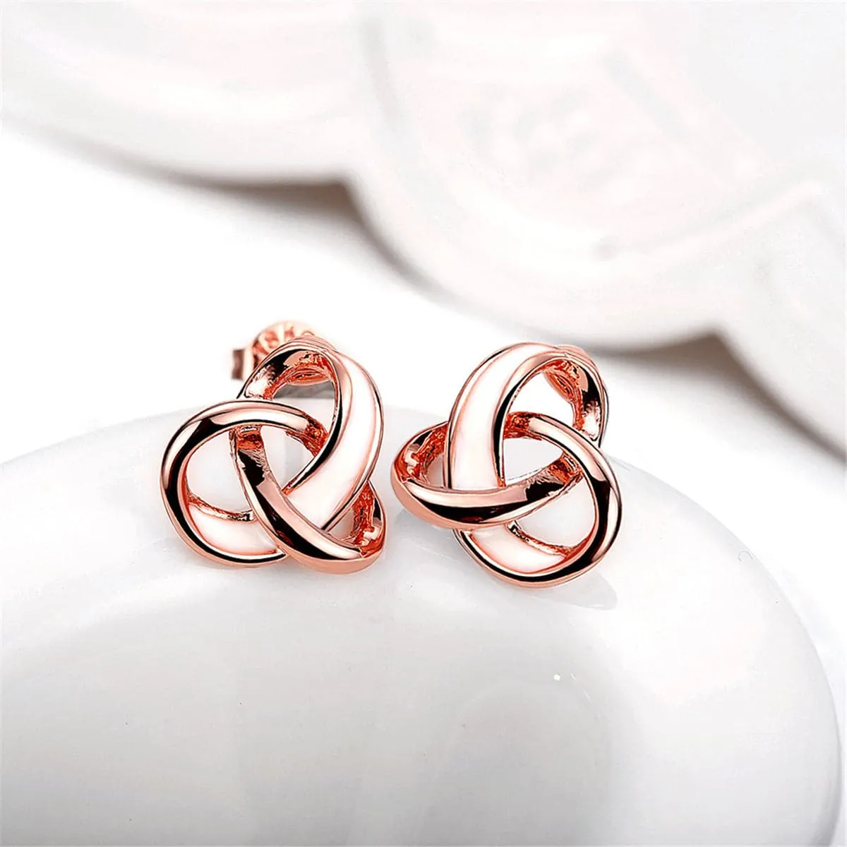 18K Rose Gold-Plated Celtic Knot Stud Earrings