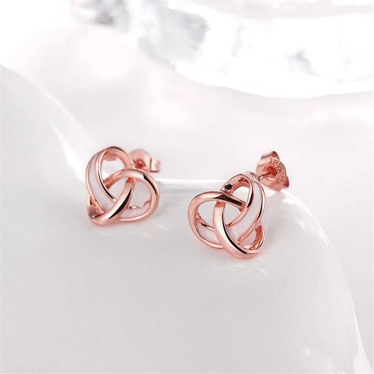 18K Rose Gold-Plated Celtic Knot Stud Earrings