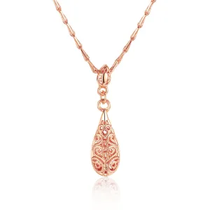 18K Rose Gold-Plated Filigree Teardrop Pendant Necklace