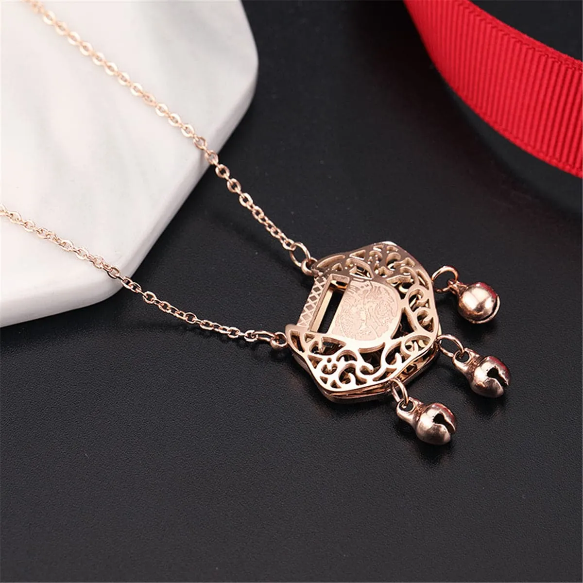 18K Rose Gold-Plated Lock Of Longevity Pendant Necklace