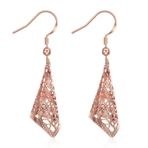 18K Rose Gold Plated Romantic Filigree Drop Earrings