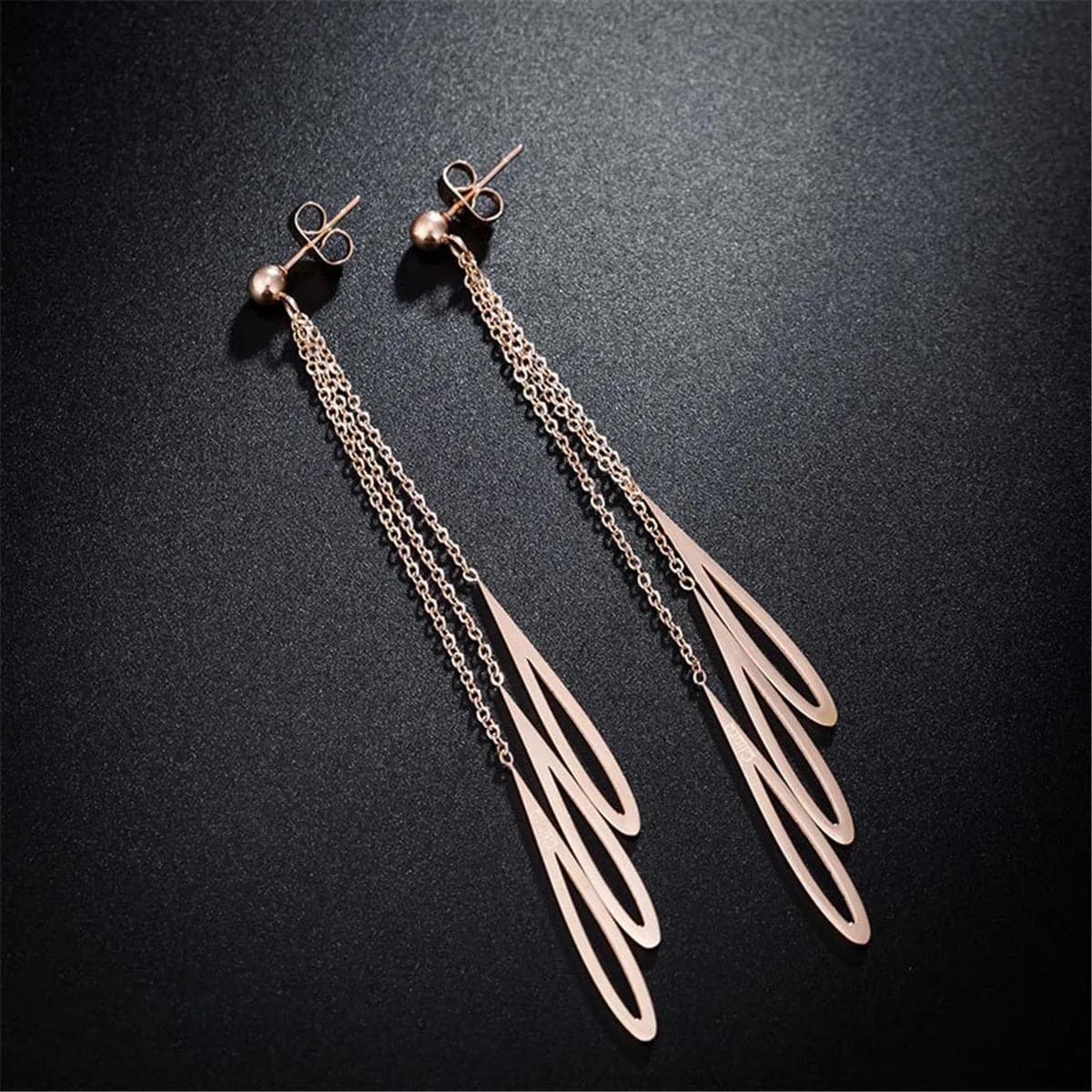 18K Rose Gold-Plated Salix Leaves Drop Earring