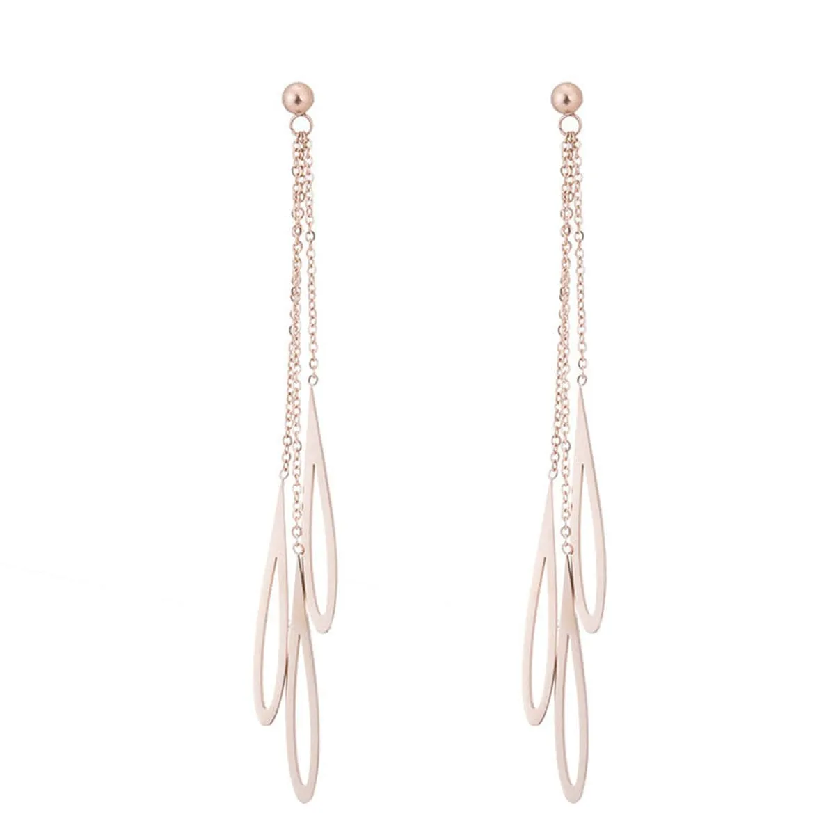 18K Rose Gold-Plated Salix Leaves Drop Earring