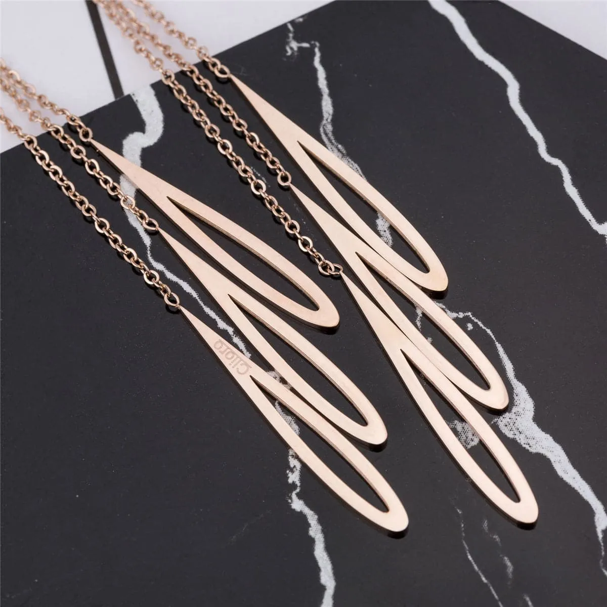 18K Rose Gold-Plated Salix Leaves Drop Earring