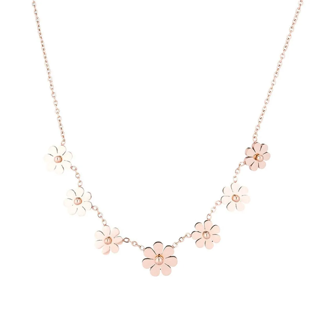 18K Rose Gold-Plated Sunflower Station Necklace
