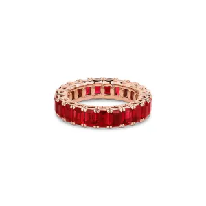18kt Rose Gold 5.23ctw Natural Ruby Eternity Band Ring