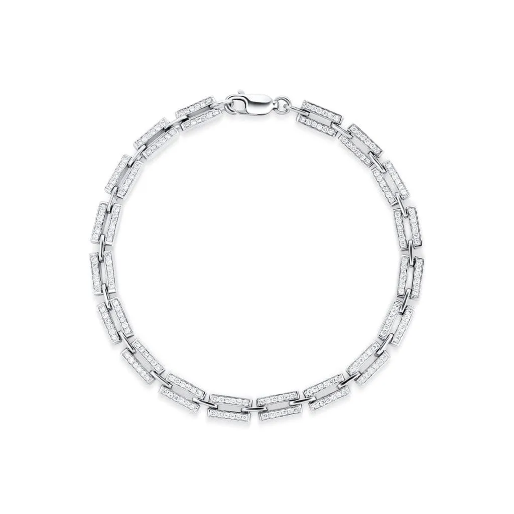 18kt White Gold 1.16ctw Diamond Rectangle Chain Bracelet