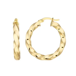 20mm x 3mm Tight Twist Round Hoop Earrings