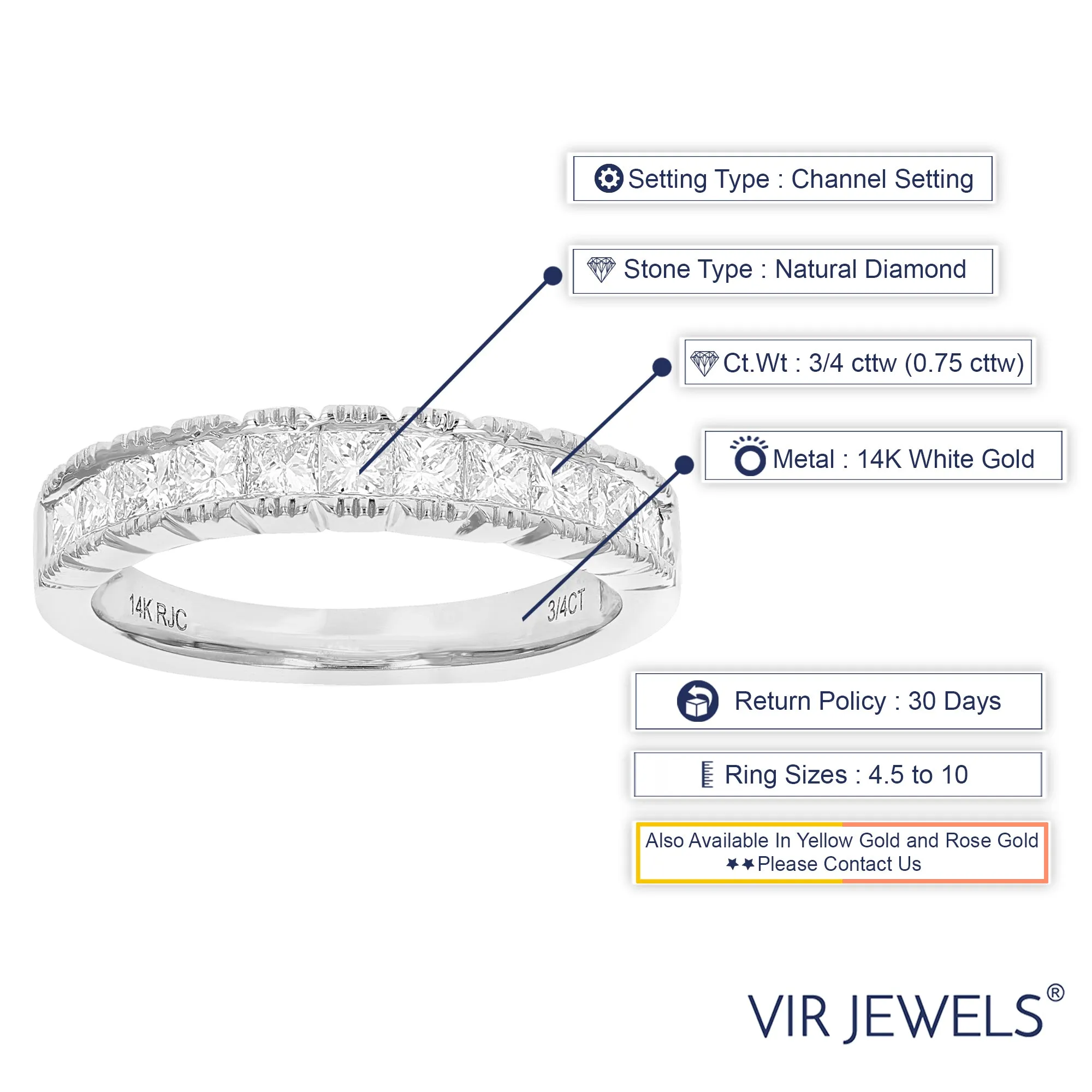 3/4 cttw Diamond Wedding Band in 14K Gold