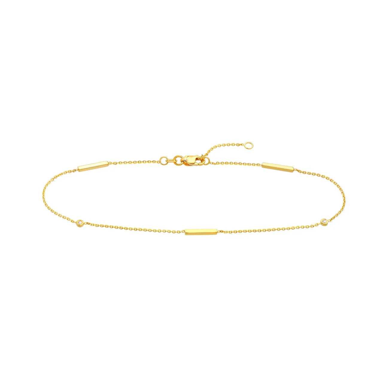 3pt Diamond Bezels and Bars Anklet