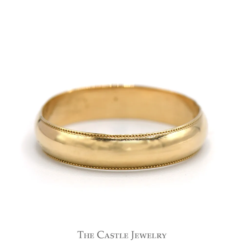 4.75mm Wedding Band with Milgrain Edges in 14k Yellow Gold - Size 10