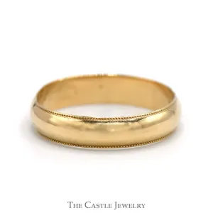 4.75mm Wedding Band with Milgrain Edges in 14k Yellow Gold - Size 10