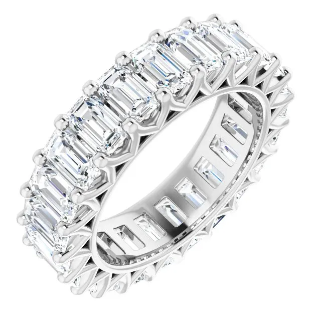 6.67 ct. Emerald Cut Diamond Eternity Band Shared Prong Ring