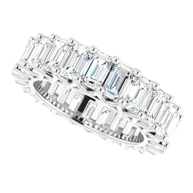 6.67 ct. Emerald Cut Diamond Eternity Band Shared Prong Ring