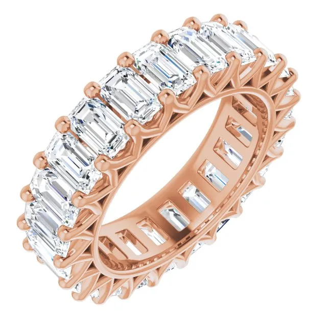 6.67 ct. Emerald Cut Diamond Eternity Band Shared Prong Ring